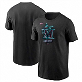 Men's Miami Marlins Black 2025 City Connect Large Logo T-Shirt,baseball caps,new era cap wholesale,wholesale hats